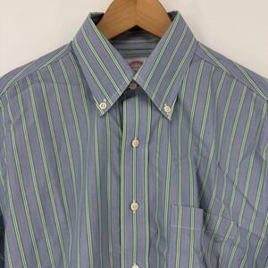 Brooks Brothers Mens Button Down Shirt Striped Long Sleeve 15 1/2 - 2/3 Blue